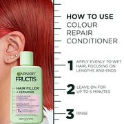 Garnier Fructis Hair Filler Color Repair Conditioner with Ceramide, Smoothing & Sulfate Free Conditioner for Colored, Blea...