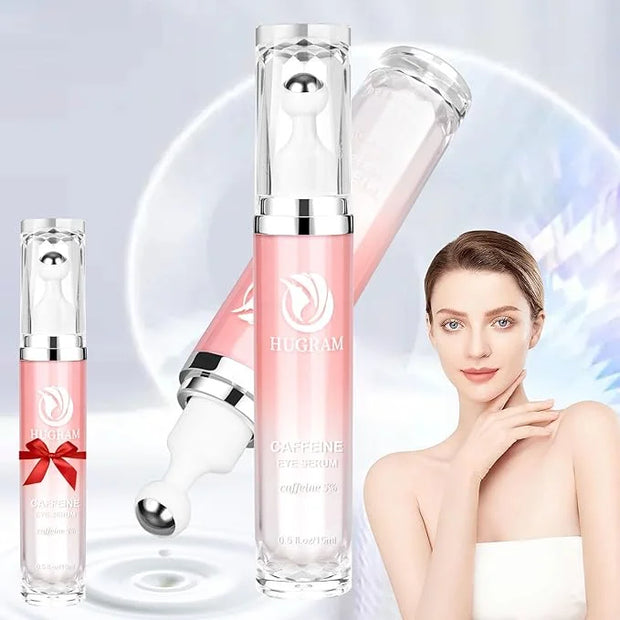 5% Caffeine Eye Serum, Eye Cream with 360°Massage Ball for Dark Circles and Puffiness, Fine Lines and Under Eye Bags, 0.5 ...