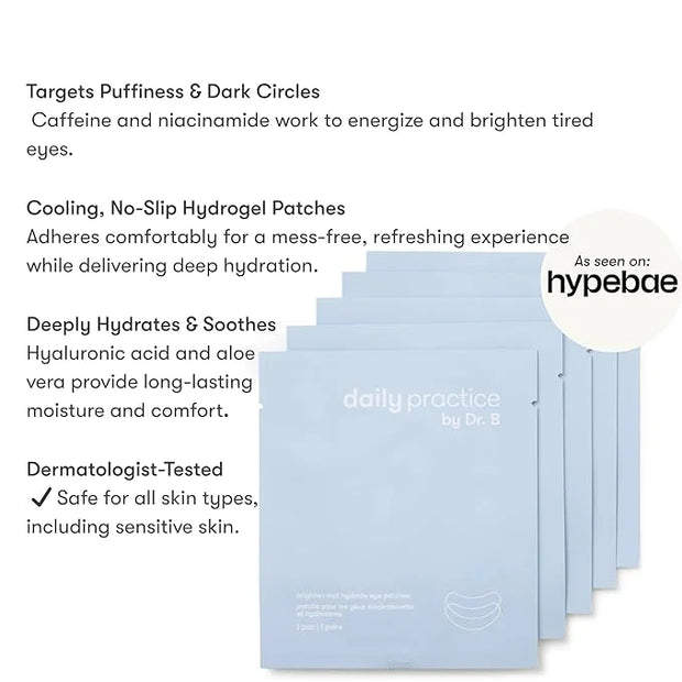 Dr. B Brighten and Hydrate Eye Patches – Hydrogel Under Eye Masks, Cooling Effect for Puffiness, Dark Circles, and Tired E...