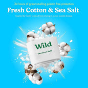 Wild - Refillable Deodorant - Fresh Cotton & Sea Salt Refill Trio Pack - Vegan - Aluminum Free - Long Lasting Protection -...