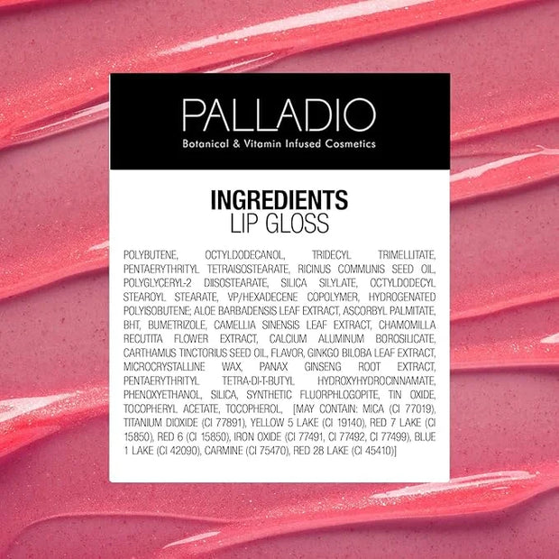 Palladio Lip Gloss, Pink Candy, Non-Sticky Lip Gloss, Contains Vitamin E and Aloe, Offers Intense Color and Moisturization...