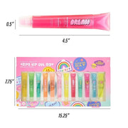 EXPRESSIONS 12pc Lip Oil Set –Hydrating Lip Care with Vitamin E | Fruit Flavored Lip Gloss For Girls, Safe and Non-Toxic L...