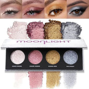 Shiny Shimmer Highlight Eye shadow Palette 4 Colors, Cosmetics Shimmer Eyeshadow Palette, Cruelty-Free and Vegan Formula, ...