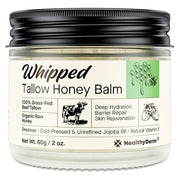 Beef Tallow Honey Balm for Skin: 100% Grass Fed Whipped Organic Moisturizer with Organic Raw Honey, Jojoba Oil, Vitamin E ...