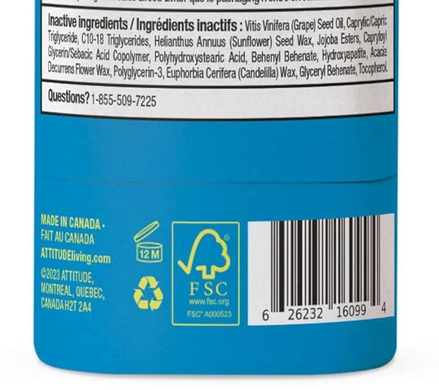 ATTITUDE Mineral Face Sunscreen Stick for Kids, SPF 30, EWG Verified, Plastic-Free, Broad Spectrum UVA/UVB Protection with...