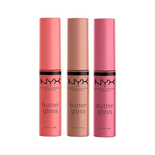 NYX PROFESSIONAL MAKEUP Butter Gloss, Non-Sticky Lip Gloss - Pack Of 3 (Angel Food Cake, Creme Brulee, Madeleine) - Produc...