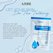 Azure Cosmetics Hyaluronic & Retinol Anti Aging Under Eye Pads- Moisturizing & Rejuvenating Eye Mask Patches - Reduces Fin...