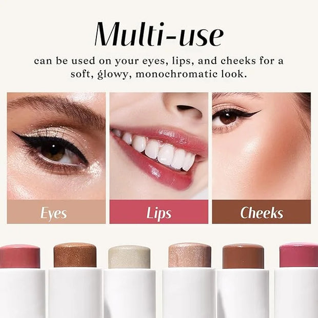 KIMUSE Face Sticks Trio, Cream Blush Stick & Highlighter Stick & Contour Stick for Sculpt the Cheeks, Long Lasting Cream C...