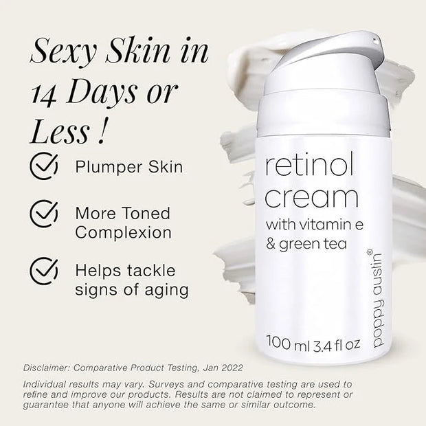 poppy austin Retinol Cream for Face 3.4OZ, High-Strength Retinol Night Cream - Cruelty Free Wrinkle Cream - Anti Aging Eye...