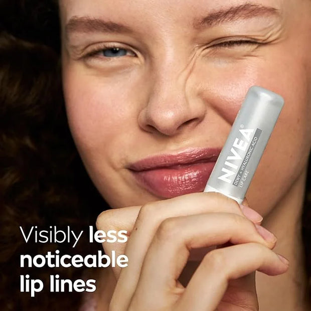 NIVEA Dewy Lip Balm with Hyaluronic Acid, Skin Care Gifts for Mom, Leaves Visibly Less Noticeable Lip Lines and No Waxy Fe...