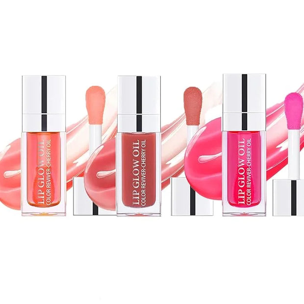3Pcs Plumping Lip Oil, Hydrating Lip Gloss Tinted Lip Balm Lip Care Transparent Toot Lip Oil, Long Lasting Nourishing Lip ...