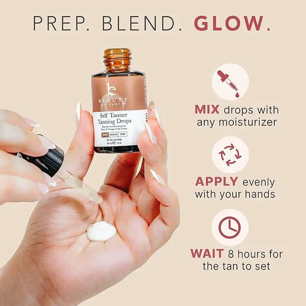 Self Tanning Drops for Face - USA Made with Organic & Natural Ingredients, Bronzing Face Tanning Drops with Aloe Vera, Non...