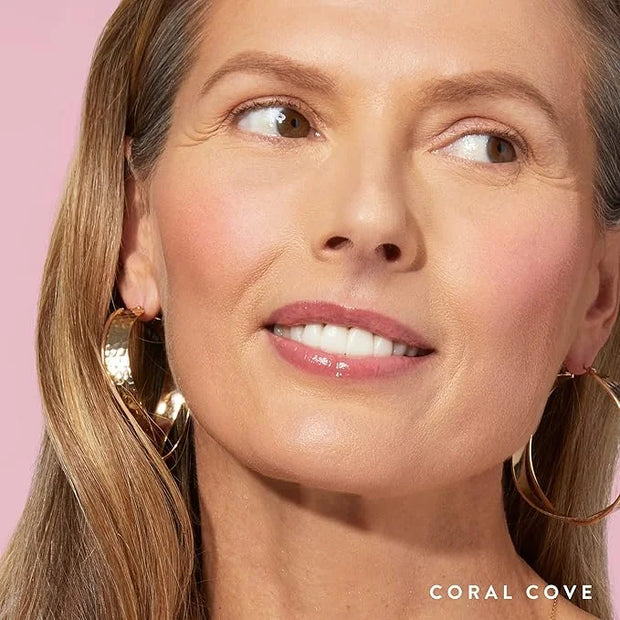LAURA GELLER NEW YORK Baked Blush-n-Brighten Marbleized Blush + Angled Brush (03 Coral Cove, 47mm) - Product Image
