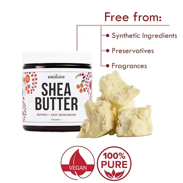 Refined Shea Butter Unscented - 100% Pure African Shea Butter for Hair & Dry Skin - Soap Base - Face & Body Moisturizer, f...