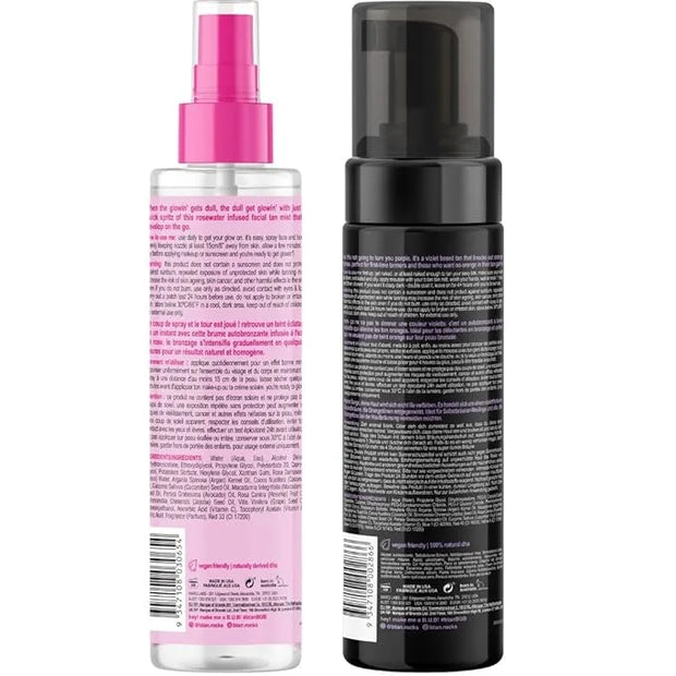 b.tan Violet Self Tan Foam & Face Mist Kit | Lovers Bundle - Dark Sunless Tanning Mousse, Bronzing Glow Gradual Facial + B...