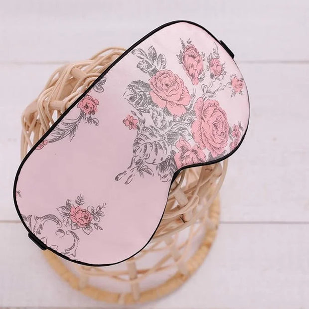 Maxfeel 100% Pure Silk Eye Mask - Sleep Eye Cover in Floral Colors (#1) - Product Image