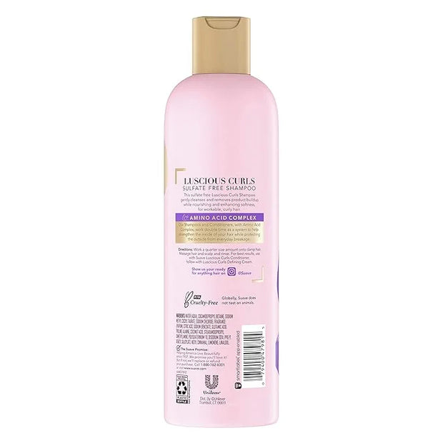 Suave Pink Luscious Curls Shampoo for Defining Curly Hair with Amino Acid Complex 16.5 oz - Product Image