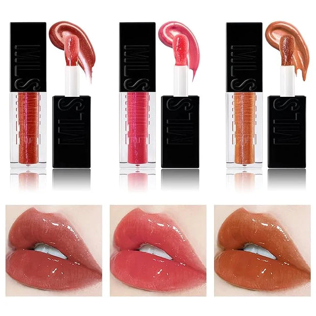 3PCS Hydrating Lip Glow Oil, Moisturizing Lip Oil Gloss,Plumping Lip Gloss,Natural Lip Plumper,No-Sticky Lip Gloss Lip Bal...