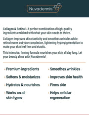 NUVADERMIS Collagen & Retinol Face Moisturizer - Anti Aging & Anti Wrinkle - Sensitive Skin Safe Daily Hydrating Skin Care...