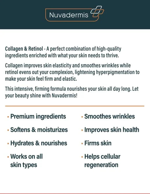 NUVADERMIS Collagen & Retinol Face Moisturizer - Anti Aging & Anti Wrinkle - Sensitive Skin Safe Daily Hydrating Skin Care...