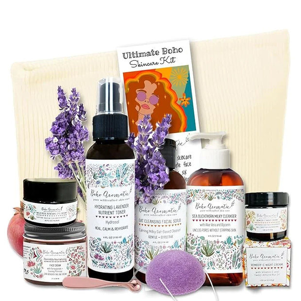 Natural Skincare Gift Set for Women – Hydrating Face Cleanser, Moisturizer & Eye Cream – Clean Beauty Facial Kit with Bota...