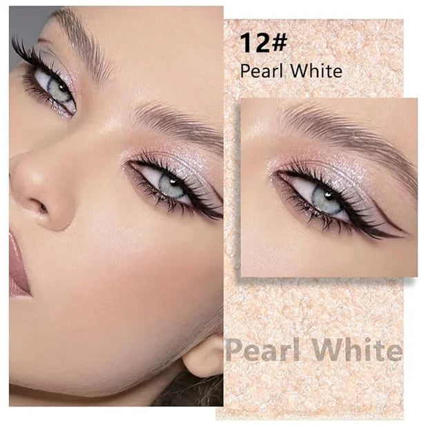 Kaely Pressed Single Eyeshadow Makeup, Pearl White Glitter Highly Pigmented Monochrome Eye Shadow Palette, Waterproof Neut...