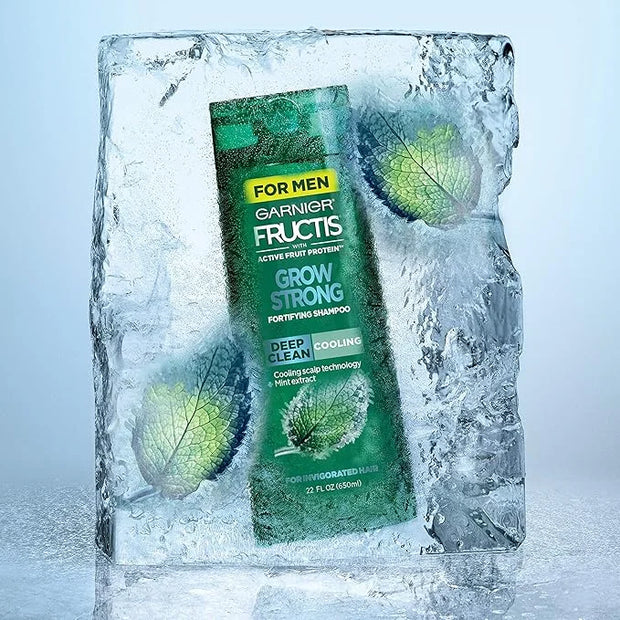 Garnier Hair Care Fructis Deep Clean Grow Strong Cooling Shampoo for Men for Invigorated Hair, 22 Fl Oz - Product Image