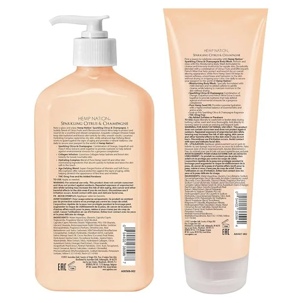 Australian Gold Hemp Nation Sparkling Citrus & Champagne Bundle - Tan Extender Body Lotion (18 FL Oz) & Body Wash (8 FL Oz...