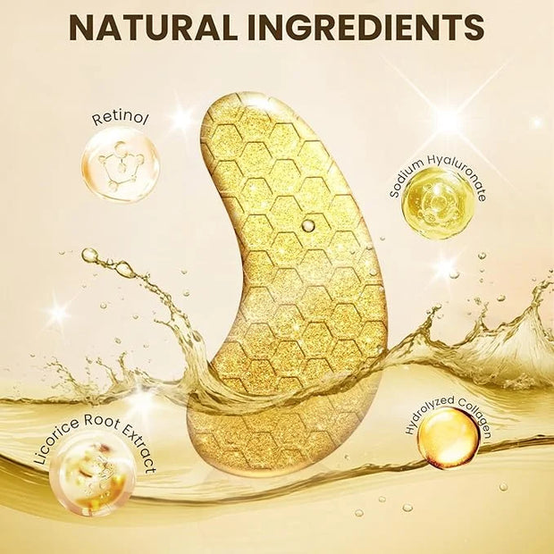 30 Pcs 24K Gold Under Eye Patches Kit, Collagen Golden Eye Mask for Puffy Eyes, Dark Circles, Women Travel Undereye Gel Pa...