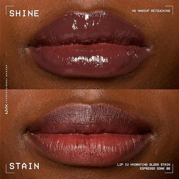 NYX PROFESSIONAL MAKEUP Lip IV Hydrating Glossy Lip Stain with 12HR Hydration - Espresso Soak (Brown) - Product Image