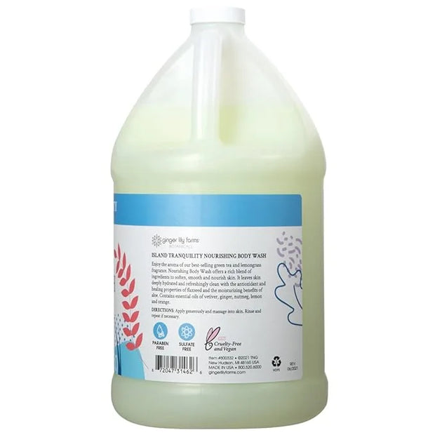Ginger Lily Farms Botanicals Nourishing Body Wash, Island Tranquility, 100% Vegan & Cruelty-Free, Green Tea & Lemongrass S...