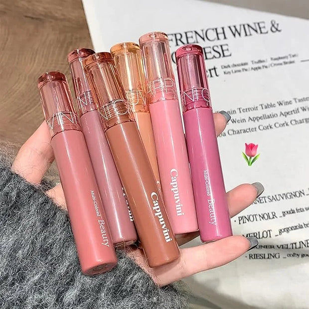 6 PCS Hydrating Plumping Lip Gloss Tinted Lip Balm Set,Mirror Liquid Water Glow Lipstick,Long Lasting Waterproof Moisturiz...