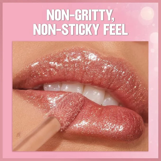 Revlon Super Lustrous Glimmer Gloss, Non-Sticky Lip Gloss, High-Shine Finish, Plant-Based Glitter, 002 Pink Prisma, 0.13 f...