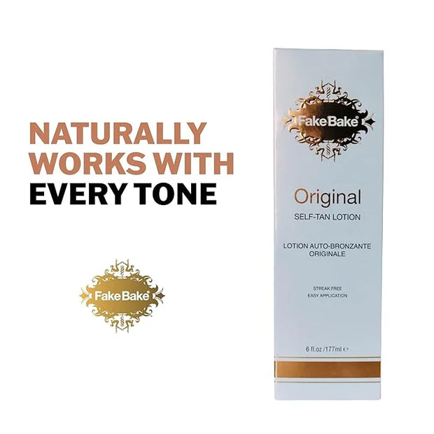 Fake Bake Original Self-Tanning Lotion Lasting Natural Looking Sunless Tanner For All Skin Tones Women & Men - Streak Free...