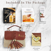 New Mom Spa Package – Luxury New Mom Care Set for Women with Chic Rattan Purse, Clickable Planner Download, Affirmation Ca...