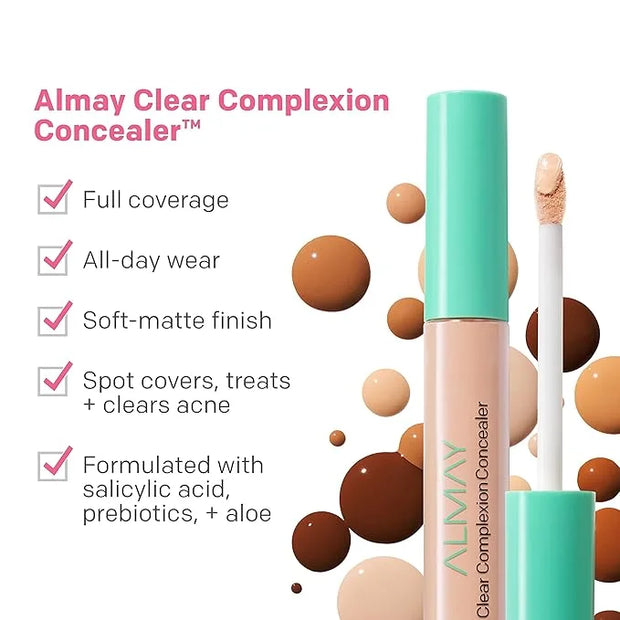 Almay Clear Complexion Acne & Blemish Spot Treatment Concealer Makeup with Salicylic Acid- Lightweight, Full Coverage, Hyp...