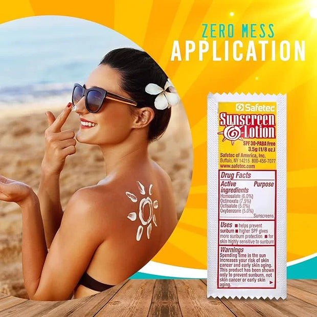 Sunscreen Lotion, SPF30 Protection and PABA Free, Individual Packets of Sunscreens (Pack of 100) – Travel Size Sun Screen ...