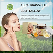 Whipped Beef Tallow and Honey Balm, Grass-Fed Beef Tallow & Raw Wild Honey Blend Moisturizer, 3.5oz, Tallow Face Moisturiz...