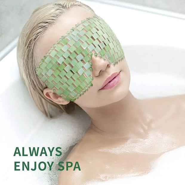 gemshan Jade Eye Mask 100% Natural Real Jade Stone Reusable Eye Mask for Hot & Cold Anti Aging，Headache and Migraine Relie...