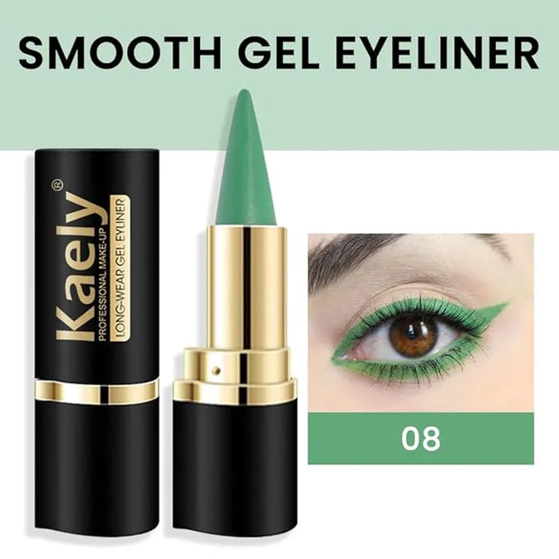 Kaely Light Green Gel Eyeliner Pencil,Waterproof Smudge Proof Eye Liner Pen,Cat Eye Goth Halloween Makeup,Eye Black Face P...