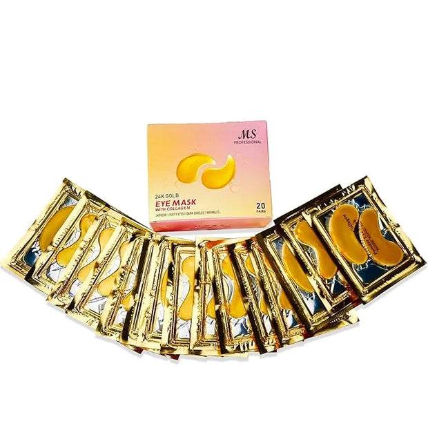 MS Under Eye Mask, Hydrogel Eyepatch, Eyepad Crystal 24K Gold, Skincare Collagen Korean Eye Mask, Puffy Eyes, Wrinkles Gel...