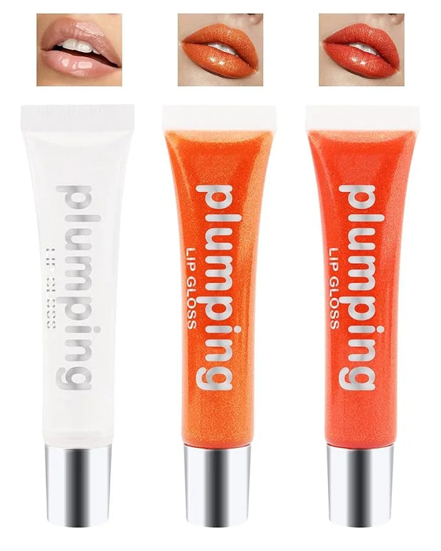 Hydrating Lip Glow Oil-3Pcs Tinted Plumping Lip Oil Lip Plumper, Moisturizing Smooth Lipgloss for Lip Care, Glossy Finish ...
