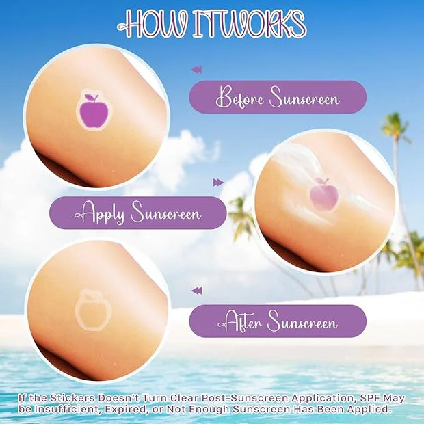 80 Pcs UV Stickers for Sunscreen, Sunscreen Stickers Reapply Reminder Know When to re-Apply Sunscreen, UV Detection Sticke...