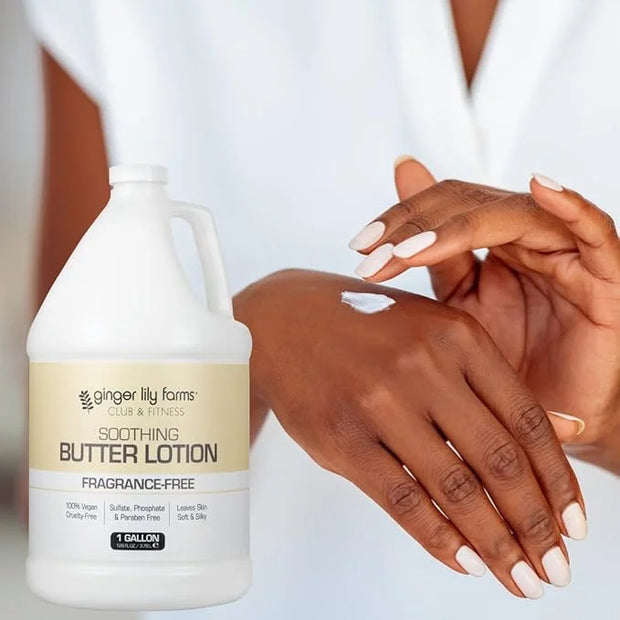 Ginger Lily Farms Club & Fitness Soothing Butter Lotion for Dry Skin, 100% Vegan & Cruelty-Free, Fragrance Free, 1 Gallon ...