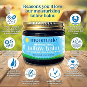 Organic Beef Tallow Balm with Rosehip Oil | Unscented 2 oz – Hand Made in USA 100% Grass-Fed Beef Tallow Moisturizer for F...