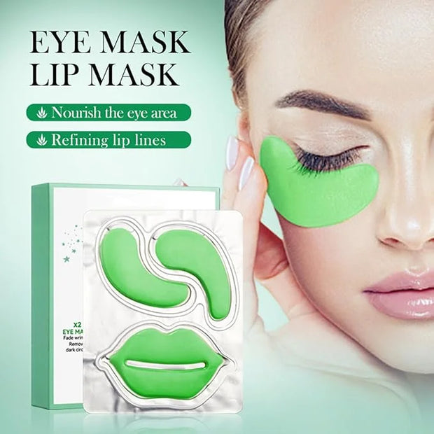 YP 10 Pairs Aloe Vera Under Eye Patches and Moisturizing Lip Mask Set - 10 Pcs Aloe Vera Under Eye Patches, Refines Eye ma...