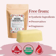 Organic Cocoa Butter Raw Unrefined, Food Grade USDA Certified Organic, for Scars, Stretch Marks Cream, Body Butter, Lip Ba...