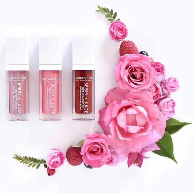 Seraphine Botanicals Berry + Juice - 100% Vegan Lip Gel Tinted Gloss 0.20 fl oz (Rose Currant) - Product Image