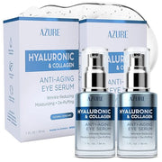 AZURE Hyaluronic & Collagen Anti Aging Eye Serum - Moisturizing, Replenishing & De-Puffing | Reduces Wrinkles, Fine Lines ...