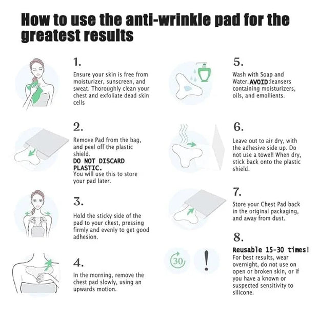 32 Pcs Wrinkle Patches，Reusable Silicone Face, Forehead, Neck & Chest Wrinkle Pads – Anti Aging Overnight Facial Smoothing...